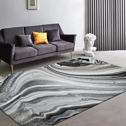 Modernist Decoration Rug Black Abstract Rug Polyester Washable Non-Slip Pet Friendly Area Rug - Clearhalo - 'Area Rug' - 'Rug' - 1868508