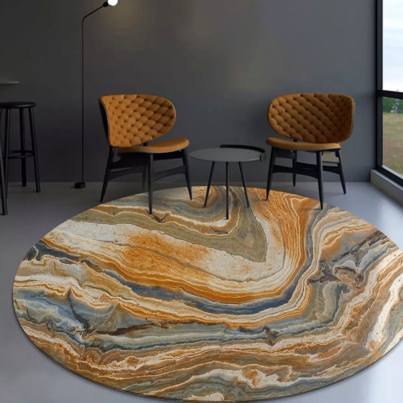 Funky Swirl Stripe Pattern Rug Brown Modern Rug Polyester Pet Friendly Washable Non-Slip Area Rug for Decorati - view 3