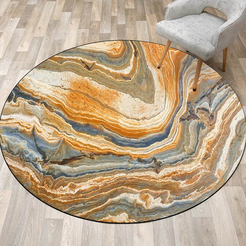 Funky Swirl Stripe Pattern Rug Brown Modern Rug Polyester Pet Friendly Washable Non-Slip Area Rug for Decorati - view 2