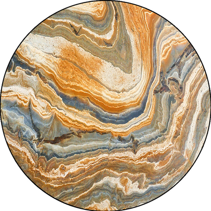 Funky Swirl Stripe Pattern Rug Brown Modern Rug Polyester Pet Friendly Washable Non-Slip Area Rug for Decorati