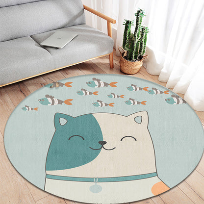 Multicolor Animal Pattern Area Rug Polyester Kids Rug Washable Anti-Slip Backing Rug for Child's Room - Aqua - Clearhalo - 'Area Rug' - 'Rug' - 1868609