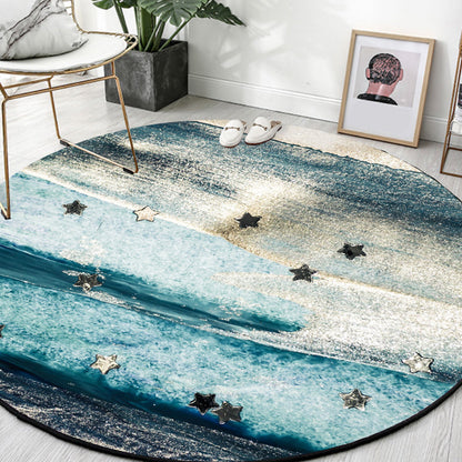 Blue Industrial Rug Polyester Abstract Star Pattern Rug Pet Friendly Washable Non-Slip Area Rug for Bedroom - Blue - Clearhalo - 'Area Rug' - 'Rug' - 1868620