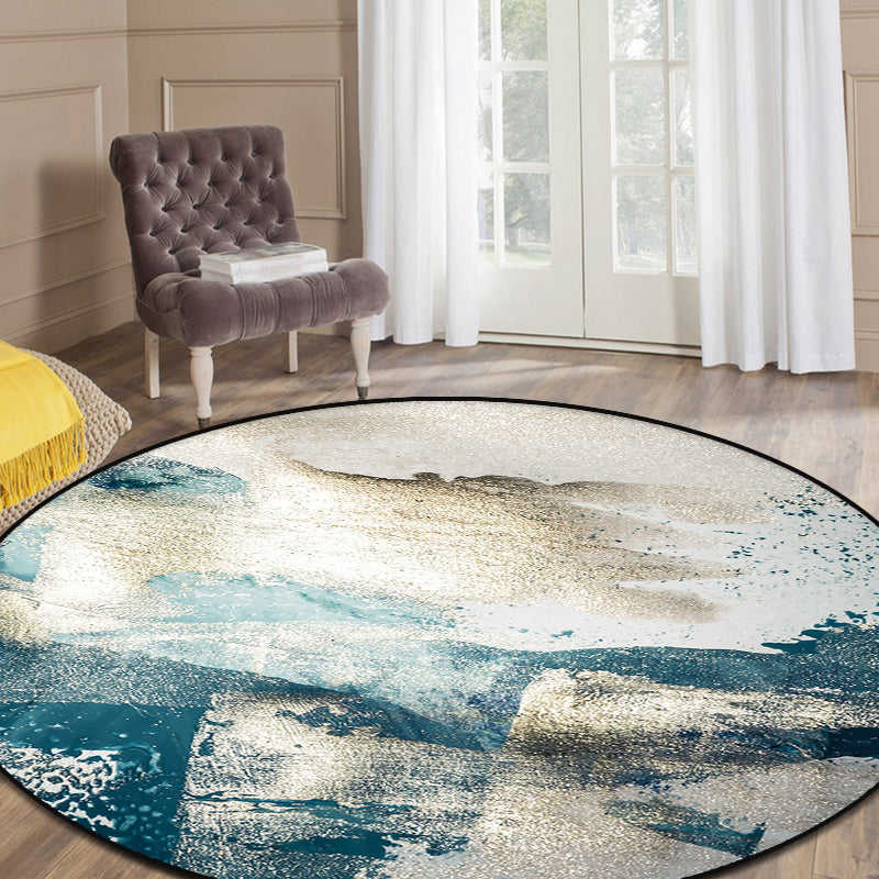 Blue Industrial Rug Polyester Abstract Star Pattern Rug Pet Friendly Washable Non-Slip Area Rug for Bedroom - Clearhalo - 'Area Rug' - 'Rug' - 1868624