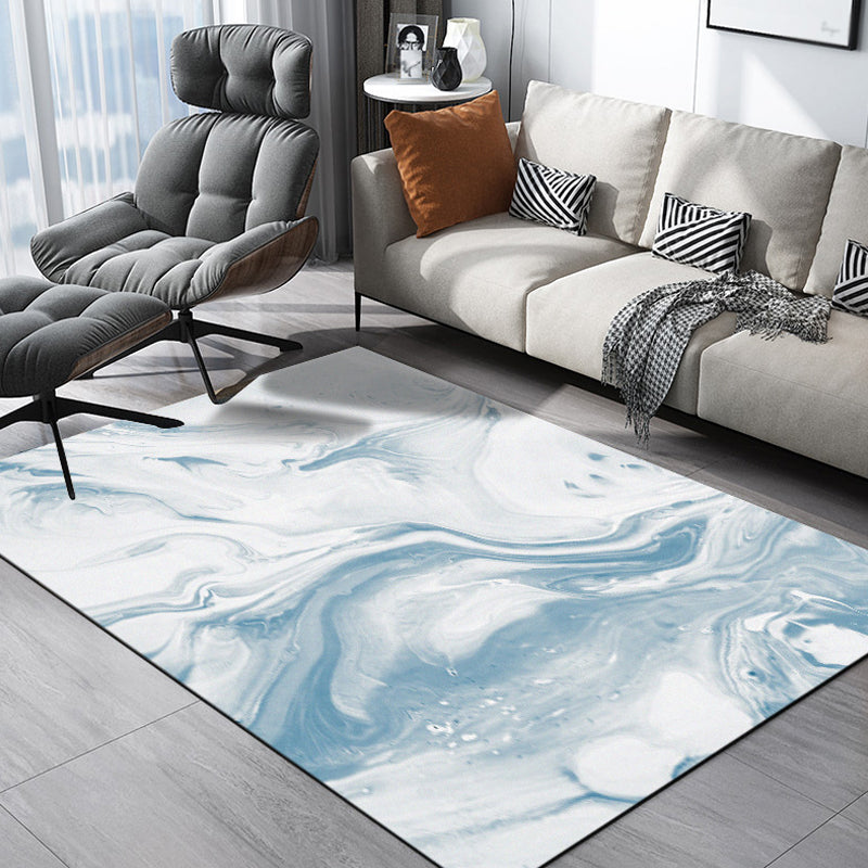 Modernist Decoration Rug Blue Watercolor Pattern Rug Polypropylene Washable Non-Slip Pet Friendly Area Rug - Clearhalo - 'Area Rug' - 'Rug' - 1868811