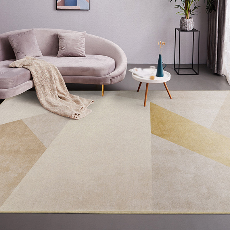 Funky Geometric Rug Beige Chenille Rug Non-Slip Pet Friendly Washable Area Rug for Bedroom