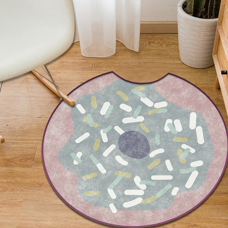 Multi Color Kids Rug Polypropylene Doughnut Pattern Rug Pet Friendly Washable Non-Slip Area Rug for Nursery - Purple - Clearhalo - 'Area Rug' - 'Rug' - 1869261