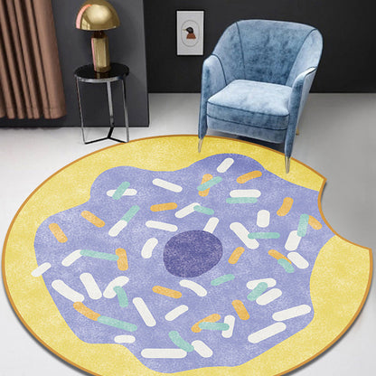 Multi Color Kids Rug Polypropylene Doughnut Pattern Rug Pet Friendly Washable Non-Slip Area Rug for Nursery - Yellow - Clearhalo - 'Area Rug' - 'Rug' - 1869270