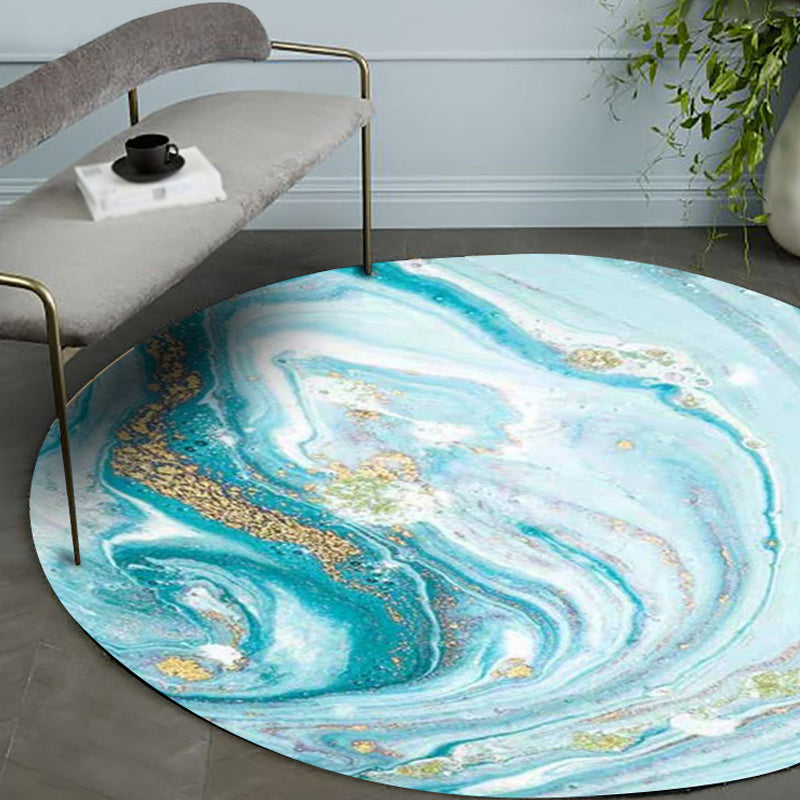 Modern Watercolor Pattern Rug Blue Polyester Carpet Anti-Slip Pet Friendly Washable Rug for Study - Blue - Clearhalo - 'Area Rug' - 'Rug' - 1869370