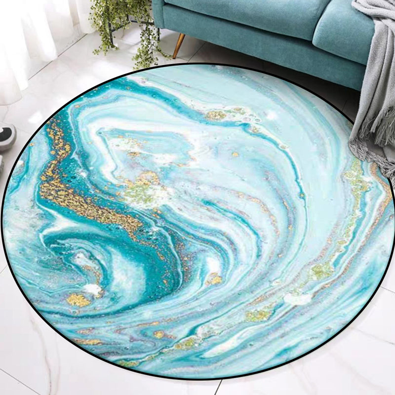 Modern Watercolor Pattern Rug Blue Polyester Carpet Anti-Slip Pet Friendly Washable Rug for Study - Clearhalo - 'Area Rug' - 'Rug' - 1869371