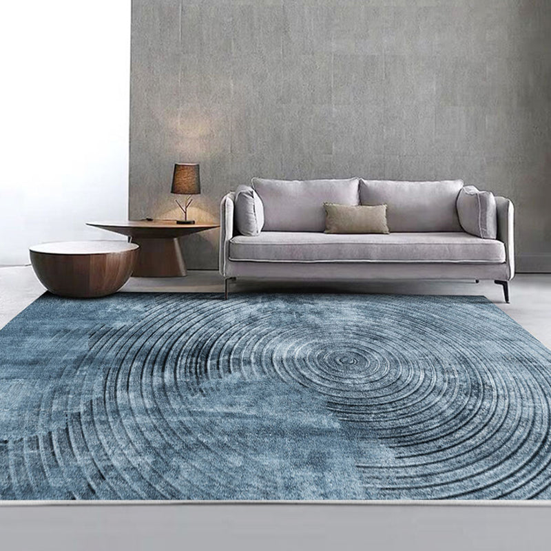 Blue Concentric Circles Pattern Area Rug Synthetics Industrial Rug Washable Anti-Slip Backing Rug for Decoration - Clearhalo - 'Area Rug' - 'Rug' - 1869417