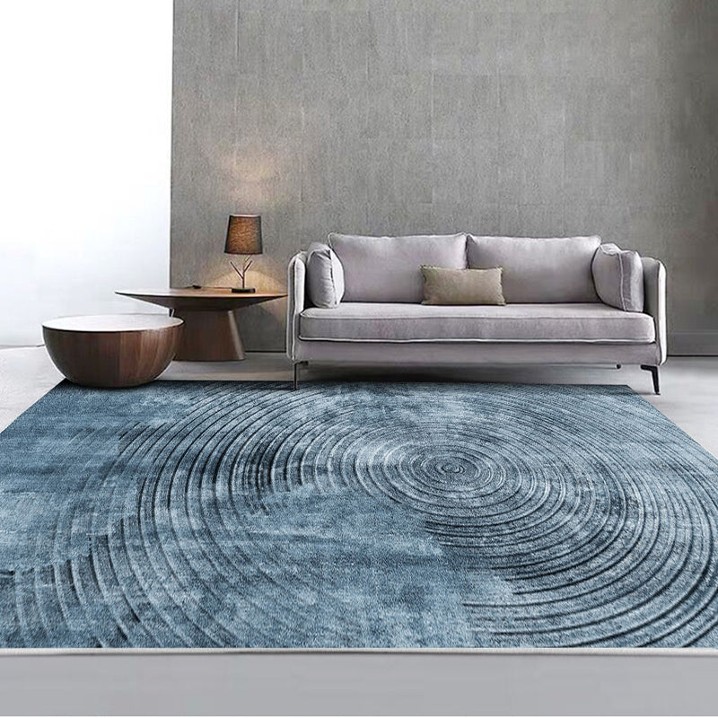 Blue Concentric Circles Pattern Area Rug Synthetics Industrial Rug Washable Anti-Slip Backing Rug for Decoration - Blue - Clearhalo - 'Area Rug' - 'Rug' - 1869418