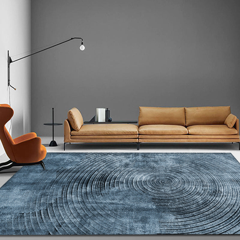 Blue Concentric Circles Pattern Area Rug Synthetics Industrial Rug Washable Anti-Slip Backing Rug for Decoration - Clearhalo - 'Area Rug' - 'Rug' - 1869419