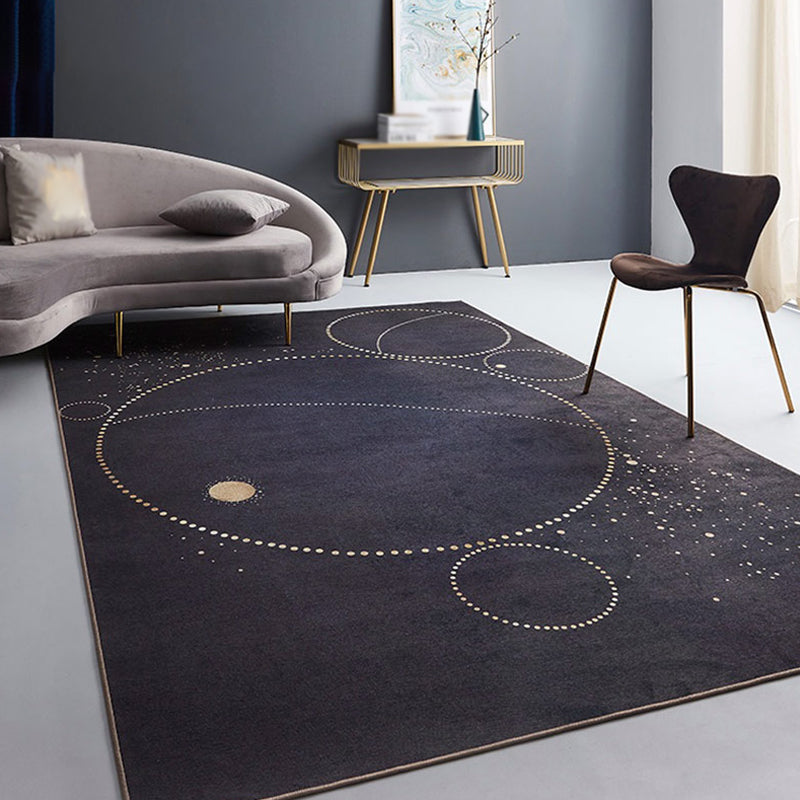 Creative Geometric Rug Black and Brown Minimalist Rug Chenille Pet Friendly Washable Non-Slip Area Rug for Bed - view 4