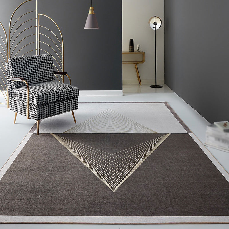 Creative Geometric Rug Black and Brown Minimalist Rug Chenille Pet Friendly Washable Non-Slip Area Rug for Bed - view 3