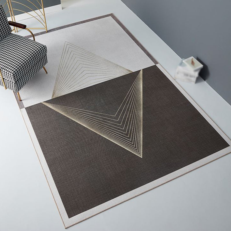 Creative Geometric Rug Black and Brown Minimalist Rug Chenille Pet Friendly Washable Non-Slip Area Rug for Bed
