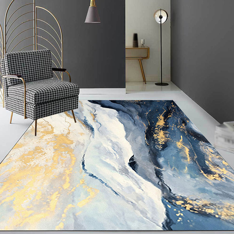 Modern Decoration Rug Blue Watercolor Pattern Rug Polypropylene Washable Non-Slip Pet Friendly Area Rug - Clearhalo - 'Area Rug' - 'Rug' - 1869497