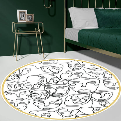 Modernism Face Pattern Rug White Polypropylene Carpet Anti-Slip Backing Pet Friendly Washable Rug for Decoration - Yellow - Clearhalo - 'Area Rug' - 'Rug' - 1869587