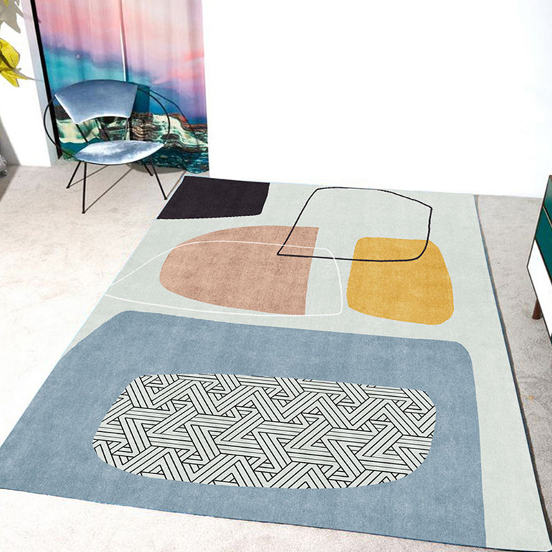 Novelty Home Rug Multi Color Abstract Carpet Polyester Washable Non-Slip Pet Friendly Rug