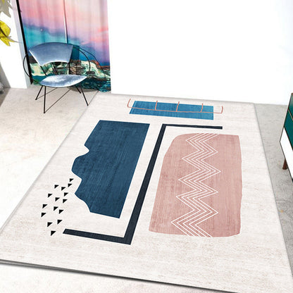 Novelty Home Rug Multi Color Abstract Carpet Polyester Washable Non-Slip Pet Friendly Rug