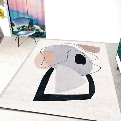 Novelty Home Rug Multi Color Abstract Carpet Polyester Washable Non-Slip Pet Friendly Rug