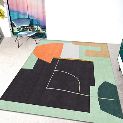 Novelty Home Rug Multi Color Abstract Carpet Polyester Washable Non-Slip Pet Friendly Rug