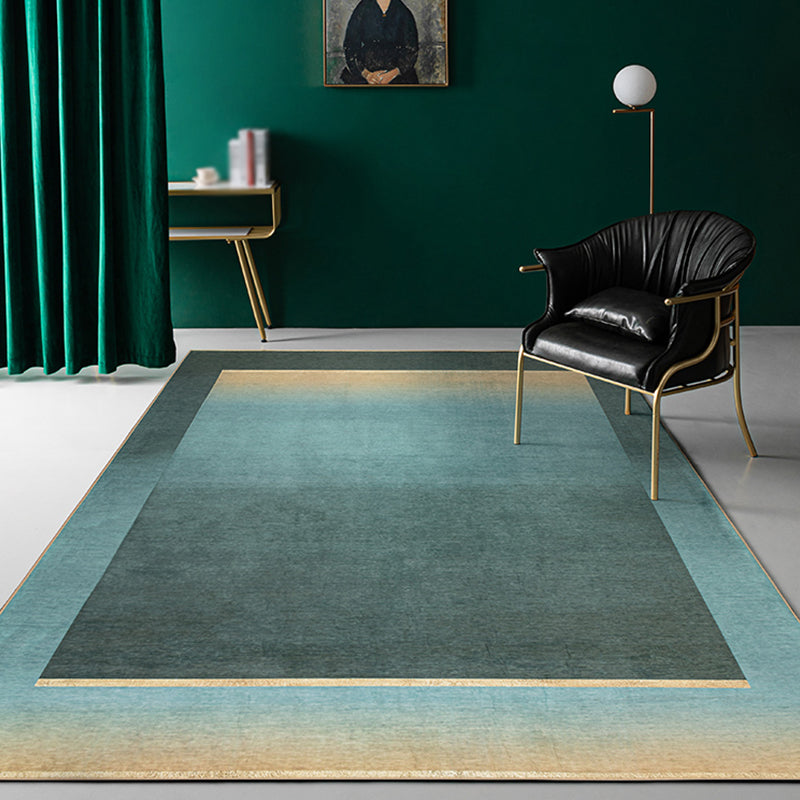 Green Drawing Room Rug Modern Ombre Pattern Rug Chenille Anti-Slip Backing Pet Friendly Carpet