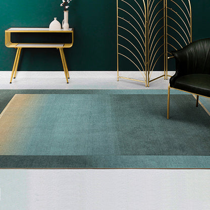 Green Drawing Room Rug Modern Ombre Pattern Rug Chenille Anti-Slip Backing Pet Friendly Carpet