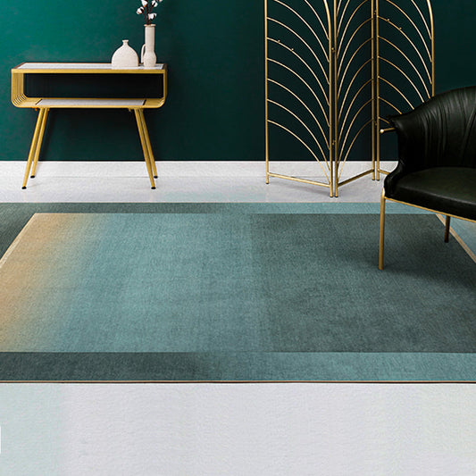 Green Drawing Room Rug Modern Ombre Pattern Rug Chenille Anti-Slip Backing Pet Friendly Carpet