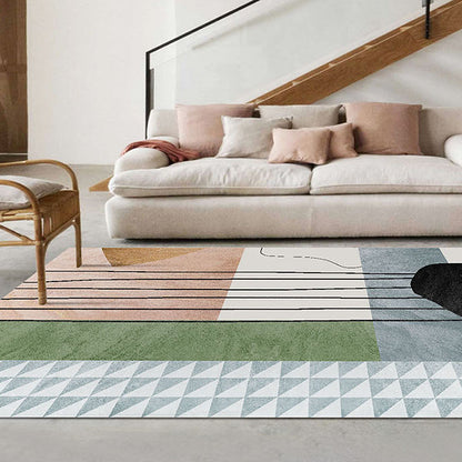 Modernist Abstract Rug Multicolor Polyester Rug Anti-Slip Pet Friendly Washable Area Rug for Living Room - Green - Clearhalo - 'Area Rug' - 'Rug' - 1869732