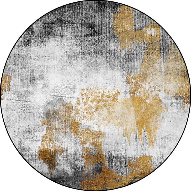 Industrial Living Room Rug Grey Abstract Rug Synthetics Washable Non-Slip Pet Friendly Area Rug