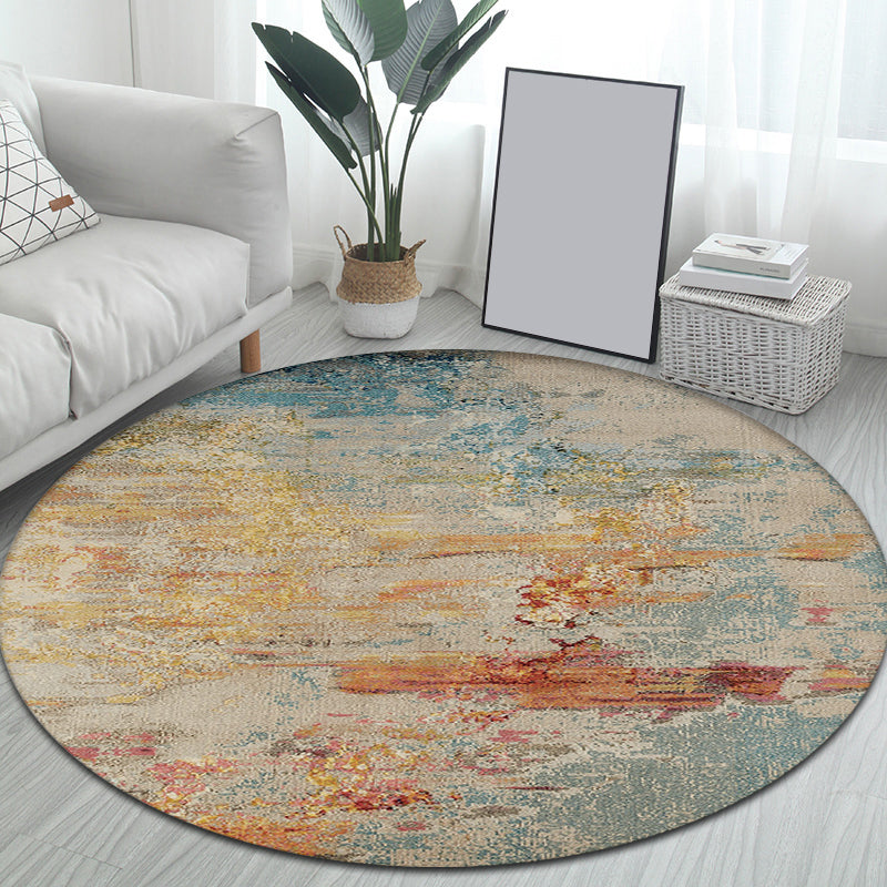 Multicolor Industrial Indoor Rug Polyester Abstract Rug Pet Friendly Washable Non-Slip Area Rug for Living Room - Khaki - Clearhalo - 'Area Rug' - 'Rug' - 1869942