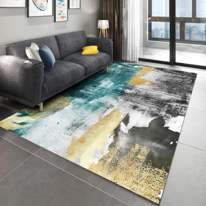 Multi Color Industrial Rug Polyester Abstract Pattern Rug Pet Friendly Non-Slip Area Rug for Parlour - Black - Clearhalo - 'Area Rug' - 'Rug' - 1870006