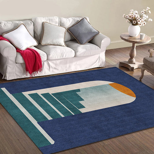 Blue Nordic Rug Polypropylene Door Pattern Rug Pet Friendly Washable Non-Slip Area Rug for Bedroom - Clearhalo - 'Area Rug' - 'Rug' - 1870186