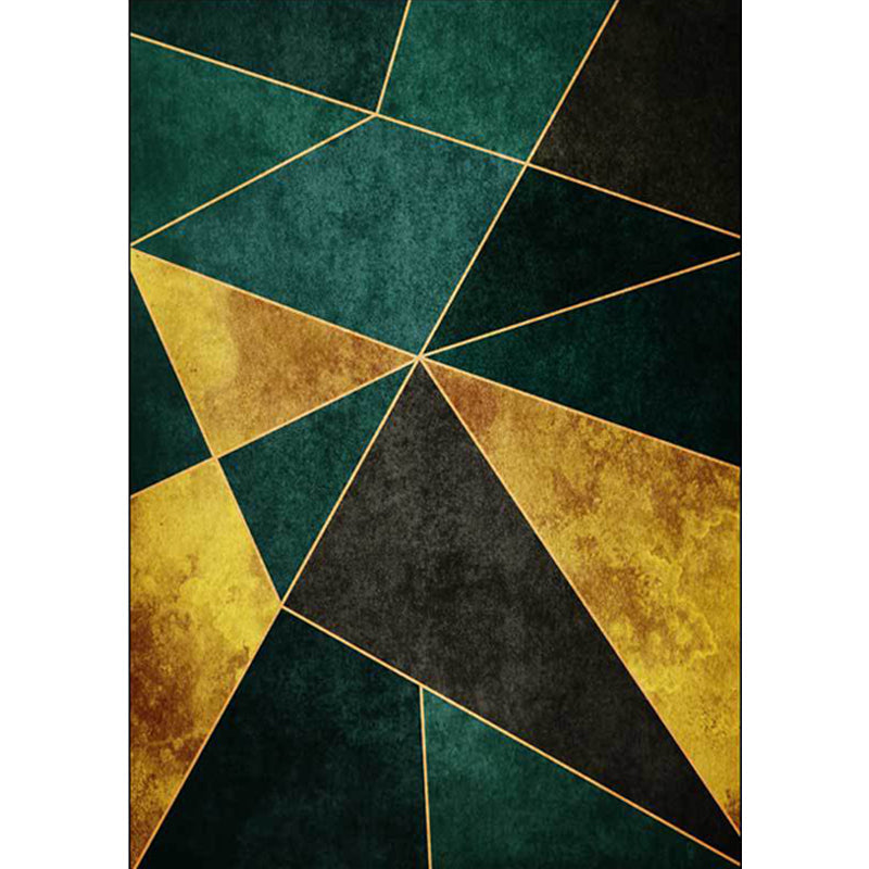 Green Nordic Rug Synthetics Geometric Pattern Rug Pet Friendly Washable Non-Slip Area Rug for Parlour - view 2