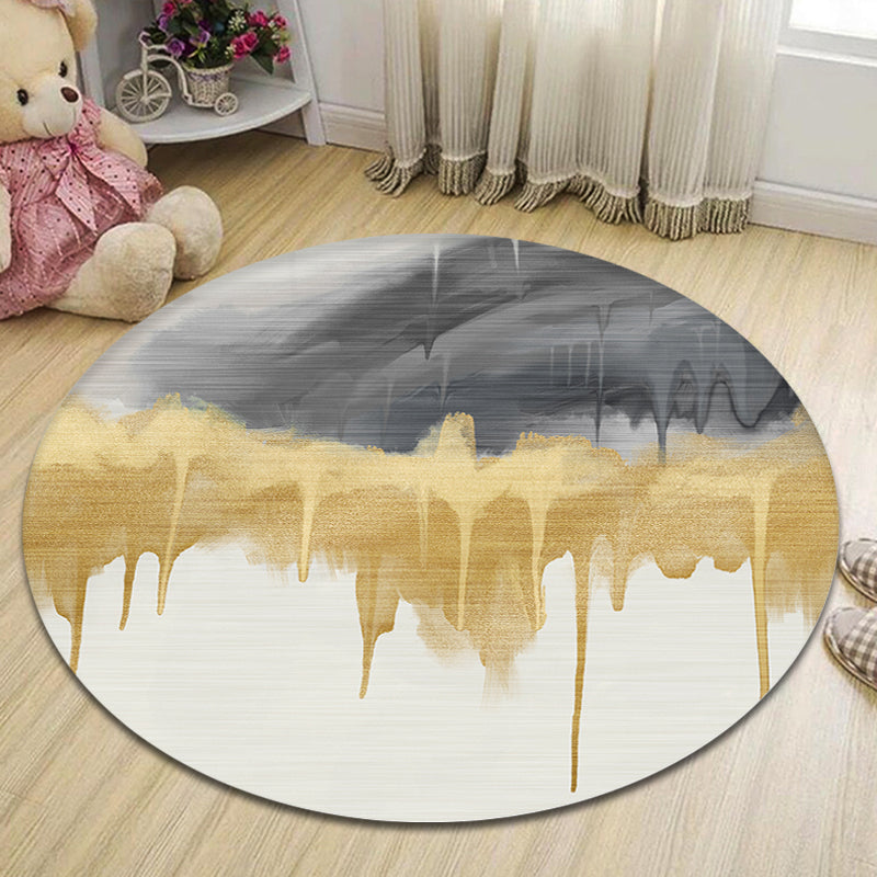 Multi Colored Novelty Rug Polyester Watercolor Pattern Rug Pet Friendly Washable Non-Slip Area Rug for Home - Gold - Clearhalo - 'Area Rug' - 'Rug' - 1870254