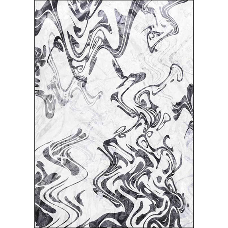 Black and White Study Rug Modernism Abstract Rug Polyester Machine Washable Non-Slip Backing Carpet - Clearhalo - 'Area Rug' - 'Rug' - 1870443