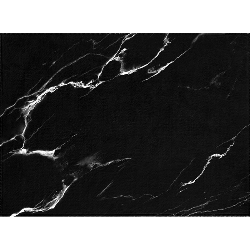 Contemporary Abstract Rug Black and White Synthetics Carpet Anti-Slip Pet Friendly Washable Rug for Decoration - view 4