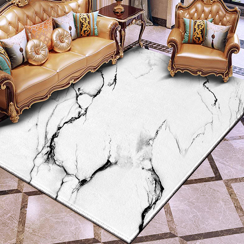 Contemporary Abstract Rug Black and White Synthetics Carpet Anti-Slip Pet Friendly Washable Rug for Decoration