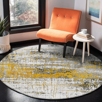 Yellow Industrial Rug Polyester Abstract Rug Pet Friendly Washable Non-Slip Area Rug for Bedroom