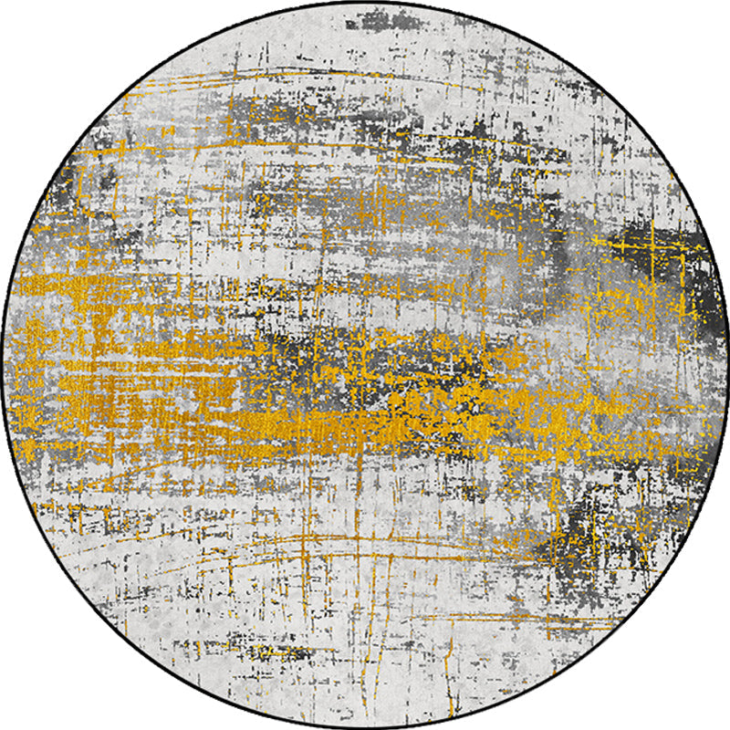 Yellow Industrial Rug Polyester Abstract Rug Pet Friendly Washable Non-Slip Area Rug for Bedroom