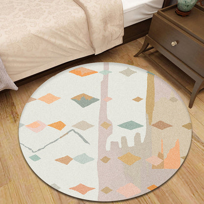 Contemporary Bedroom Rug Multicolor Abstract Carpet Synthetics Washable Non-Slip Pet Friendly Indoor Rug