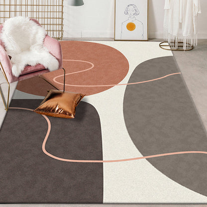 Multicolor Colorblock Rug Polyester Modernist Area Rug Washable Anti-Slip Backing Rug for Bedroom - Brown - Clearhalo - 'Area Rug' - 'Rug' - 1870496