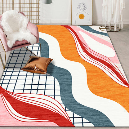 Multicolor Colorblock Rug Polyester Modernist Area Rug Washable Anti-Slip Backing Rug for Bedroom - Yellow-Red - Clearhalo - 'Area Rug' - 'Rug' - 1870497