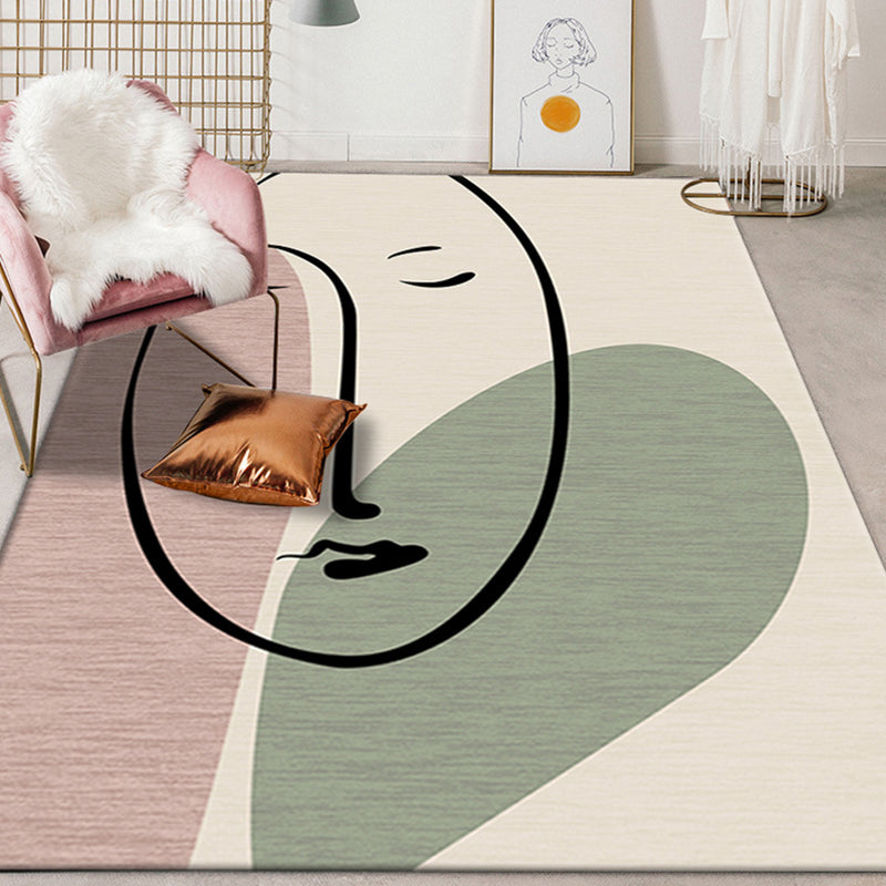 Multicolor Colorblock Rug Polyester Modernist Area Rug Washable Anti-Slip Backing Rug for Bedroom - Beige - Clearhalo - 'Area Rug' - 'Rug' - 1870500