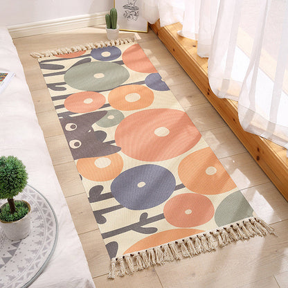 Multicolor Floral Pattern Rug Cotton Modern Rug Pet Friendly Washable Non-Slip Area Rug for Living Room - Light Orange - Clearhalo - 'Area Rug' - 'Rug' - 1870590