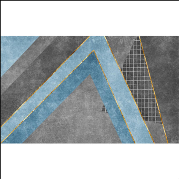 Grey Geometrical Pattern Area Rug with Stripe Synthetics Modernist Rug Washable Anti-Slip Backing Rug for Parlor