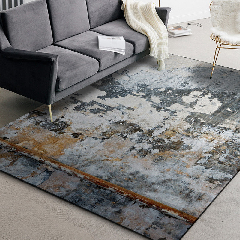 Dark Grey Industrial Rug Polyester Abstract Pattern Rug Pet Friendly Anti-Slip Washable Area Rug for Living Ro - view 15