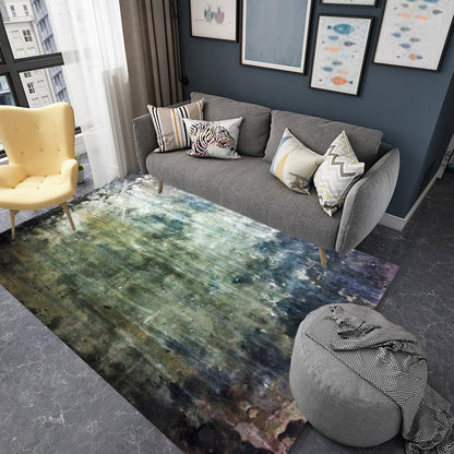 Dark Grey Industrial Rug Polyester Abstract Pattern Rug Pet Friendly Anti-Slip Washable Area Rug for Living Room