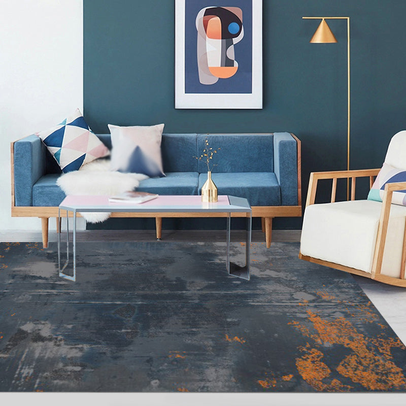 Dark Grey Industrial Rug Polyester Abstract Pattern Rug Pet Friendly Anti-Slip Washable Area Rug for Living Ro - view 17