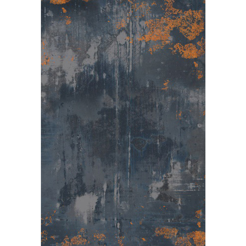 Dark Grey Industrial Rug Polyester Abstract Pattern Rug Pet Friendly Anti-Slip Washable Area Rug for Living Room